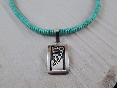 Zuni Sterling Silver Pendant & Turquoise Necklace - Frank Lahaleon - High Lonesome Trading