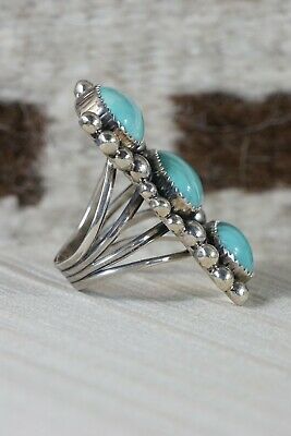Navajo Turquoise and Sterling Silver Ring - Alvin Joe - Size 7.25 - High Lonesome Trading