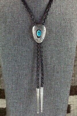 Turquoise & Sterling Silver Bolo Tie - Shirley Skeets