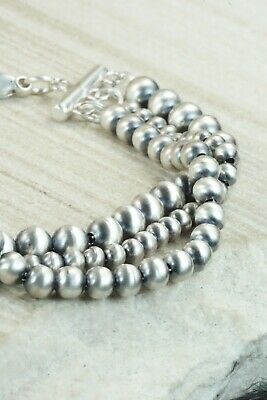 Sterling Silver Navajo Pearl Link Bracelet - Jan Mariano