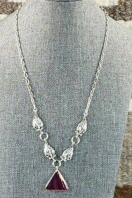 Navajo Spiny Oyster & Sterling Silver Necklace - Samuel Yellowhair