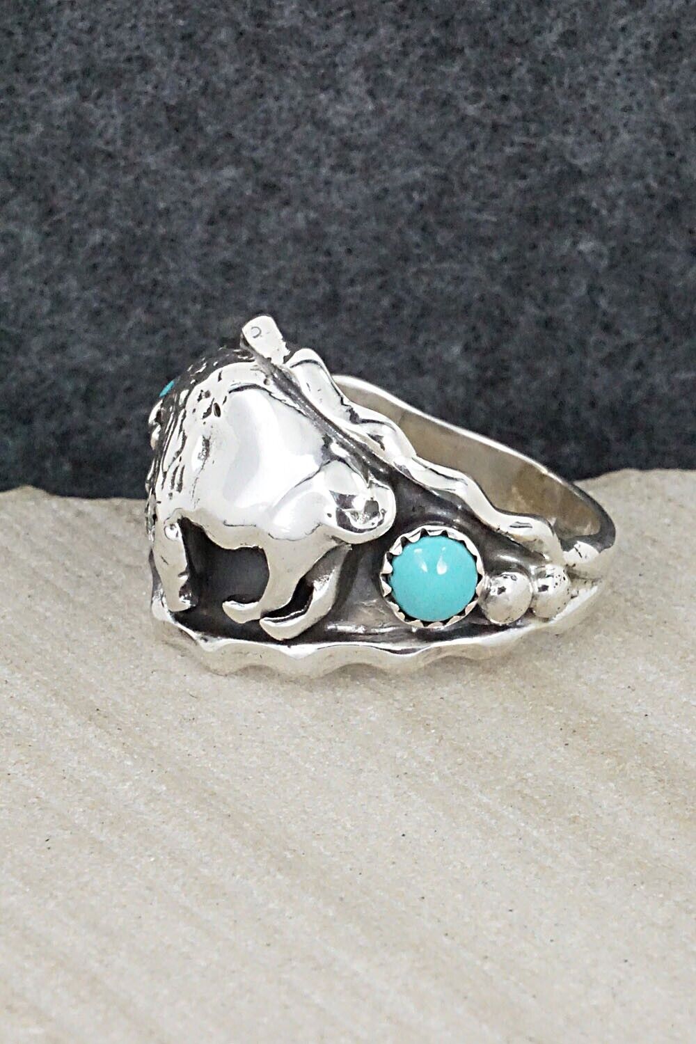 Turquoise & Sterling Silver Ring - Genevieve Francisco - Size 13