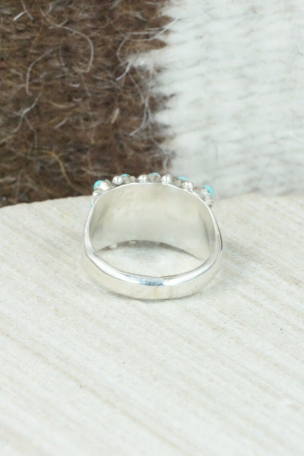 Turquoise & Sterling Silver Ring - April Haloo - Size 5.75