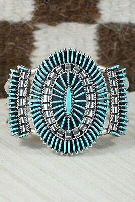 Zuni Turquoise & Sterling Silver Bracelet - Edmund Cooeyate