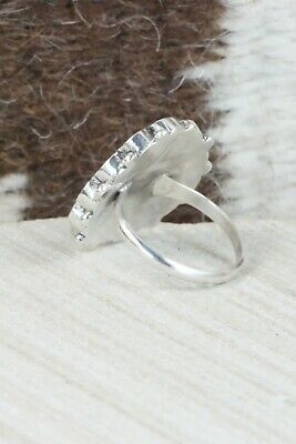 Turquoise & Sterling Silver Inlay Ring - Delbert Soseeah - Size 5.5
