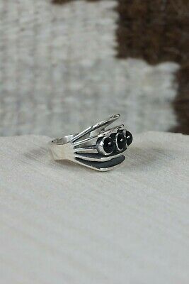 Navajo Onyx and Sterling Silver Ring - James Bahe - Size 6.5 - High Lonesome Trading