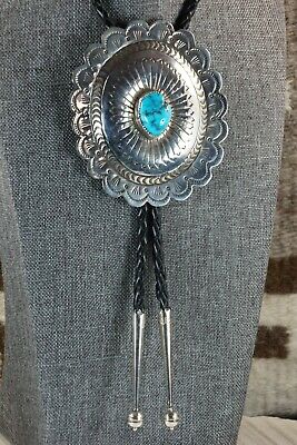 Navajo Turquoise & Sterling Silver Bolo Tie - Carson Blackgoat