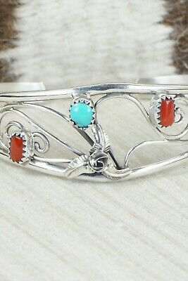 Turquoise, Coral & Sterling Silver Bracelet - Max Calladitto