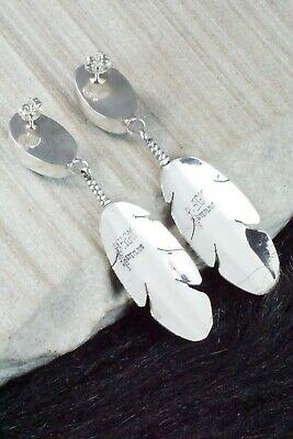 Turquoise & Sterling Silver Feather Earrings - Ben Begay - High Lonesome Trading