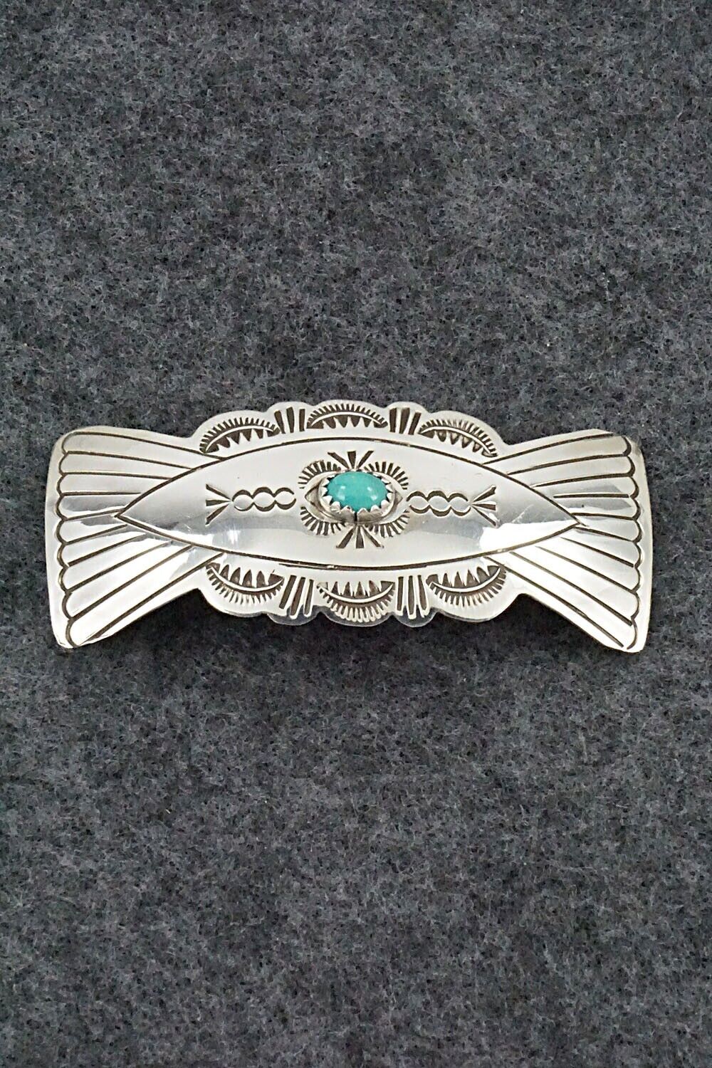 Turquoise & Sterling Silver Hair Barrette - Arlene Soce