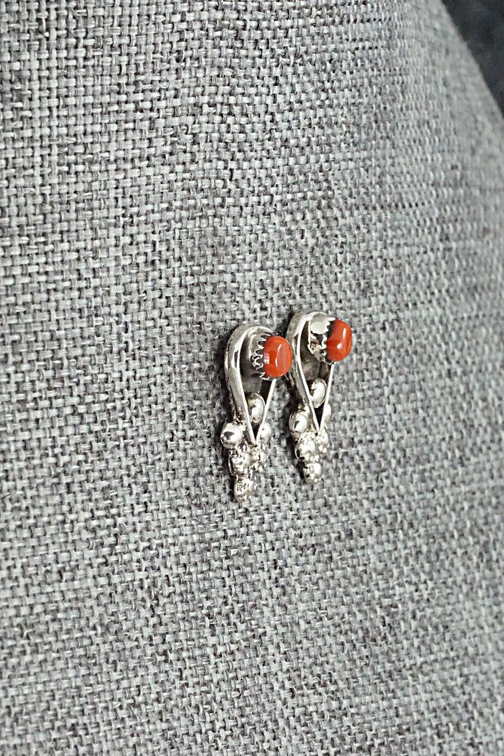 Coral & Sterling Silver Earrings - Verdie Booqua