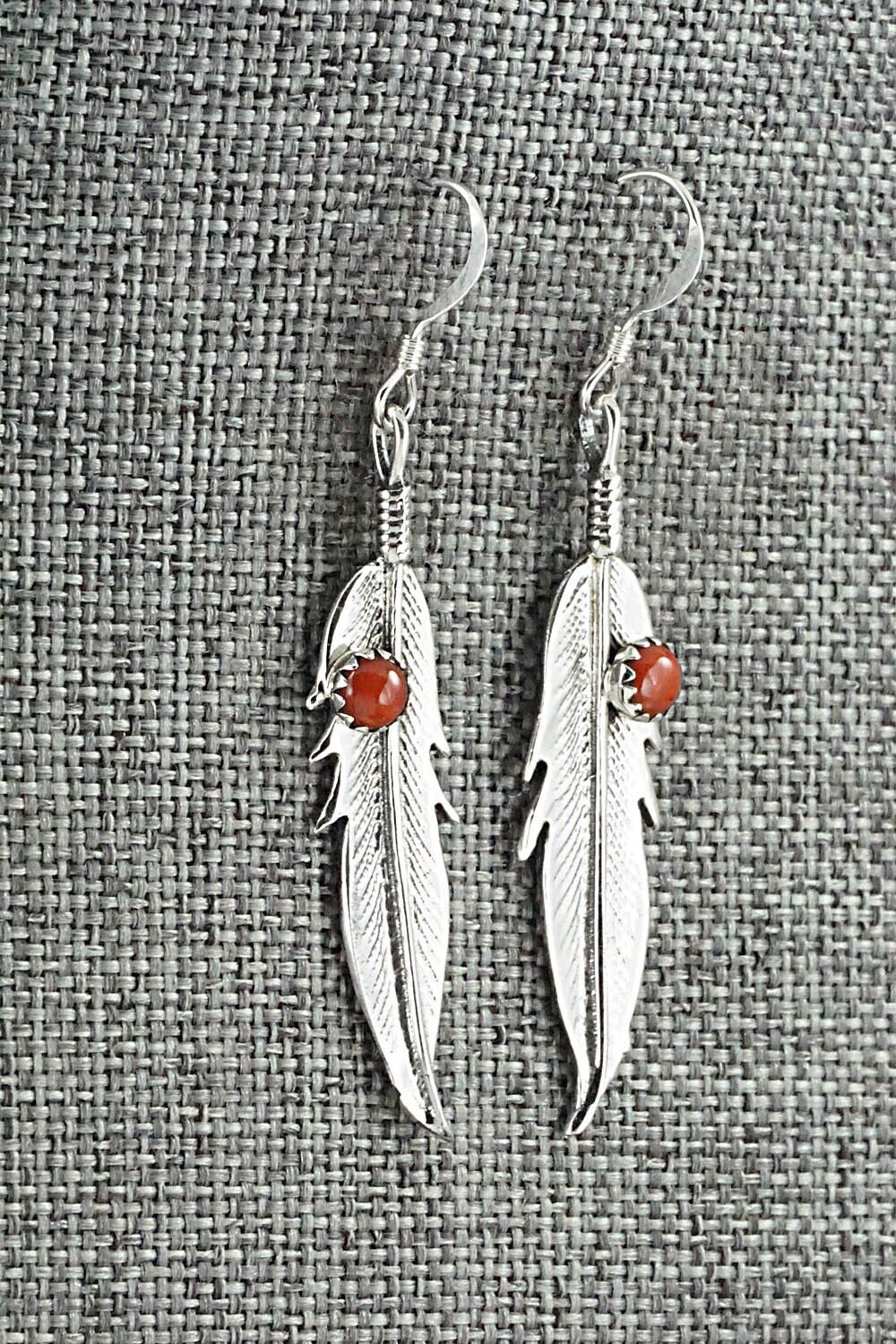 Coral & Sterling Silver Earrings - Louise Joe