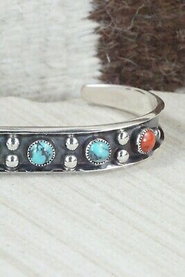 Turquoise, Coral & Sterling Silver Bracelet - Paul Largo