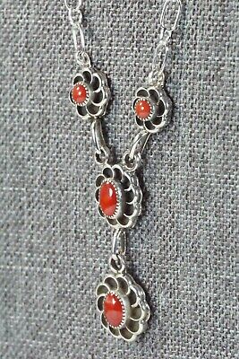 Coral & Sterling Silver Floral Necklace - Sadie Jim