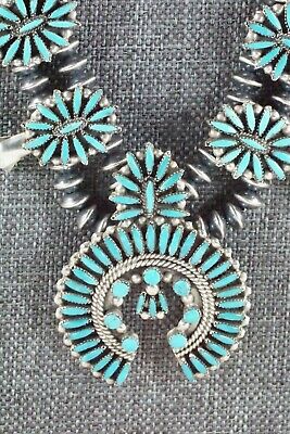 Zuni Turquoise & Sterling Silver Squash Blossom Set - Lorena Peina