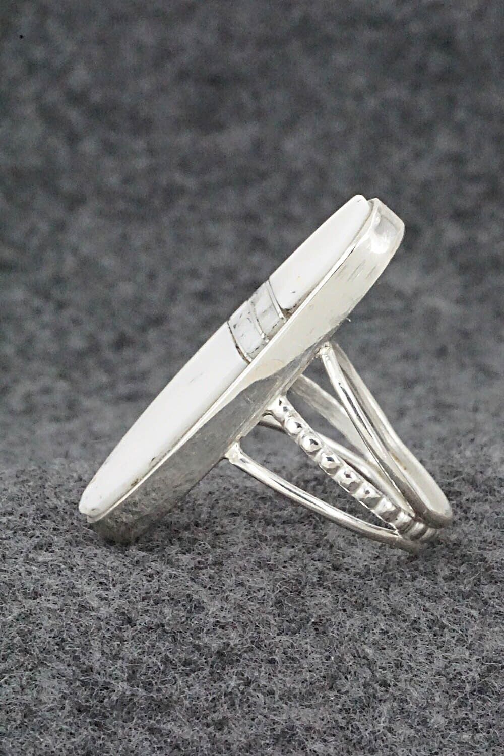 White Buffalo & Sterling Silver Ring - Harold Smith - Size 6.75
