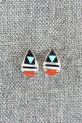 Multi Stone Inlay & Sterling Silver Earrings - Bernadette Boone