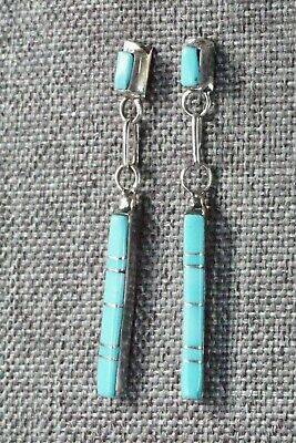 Turquoise & Sterling Silver Earrings - Roland Natachu