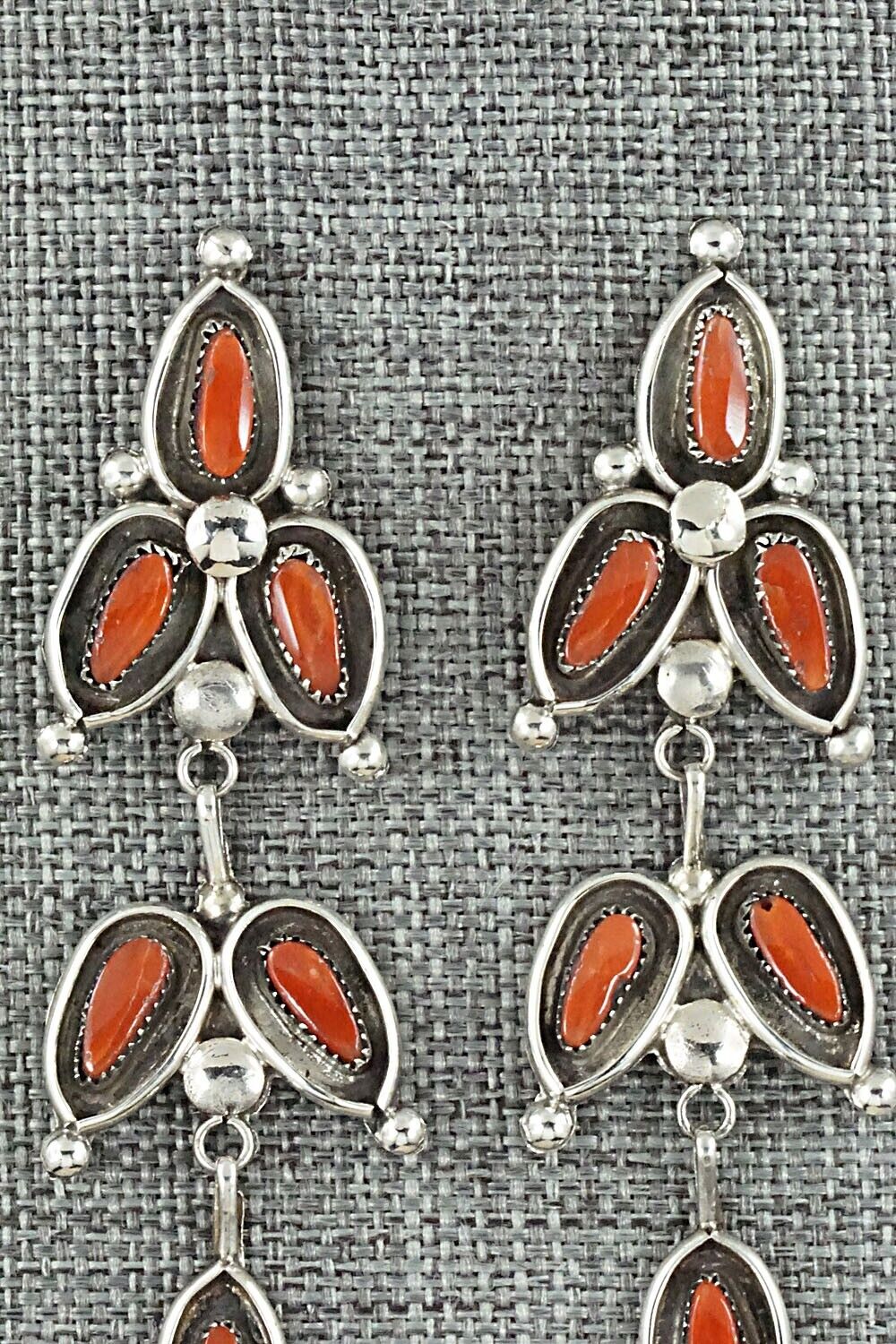 Coral & Sterling Silver Earrings - Viola Bobelu