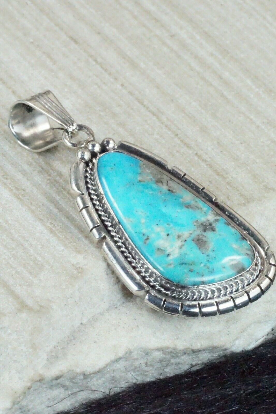 Turquoise and Sterling Silver Pendant - Samuel Yellowhair
