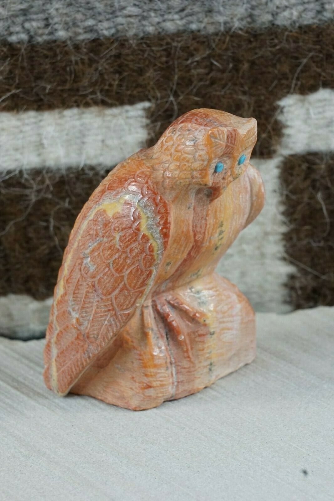 Owl Zuni Fetish Carving - Derrick Kaamasee - High Lonesome Trading