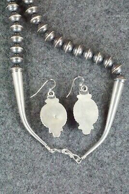Turquoise & Sterling Silver Squash Blossom and Earrings - Vernon Johnson