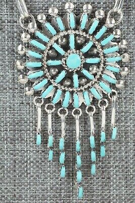 Turquoise & Sterling Silver Necklace and Earrings Set - Keith Leekity