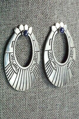Navajo Lapis & Sterling Silver Earrings - Richard Singer