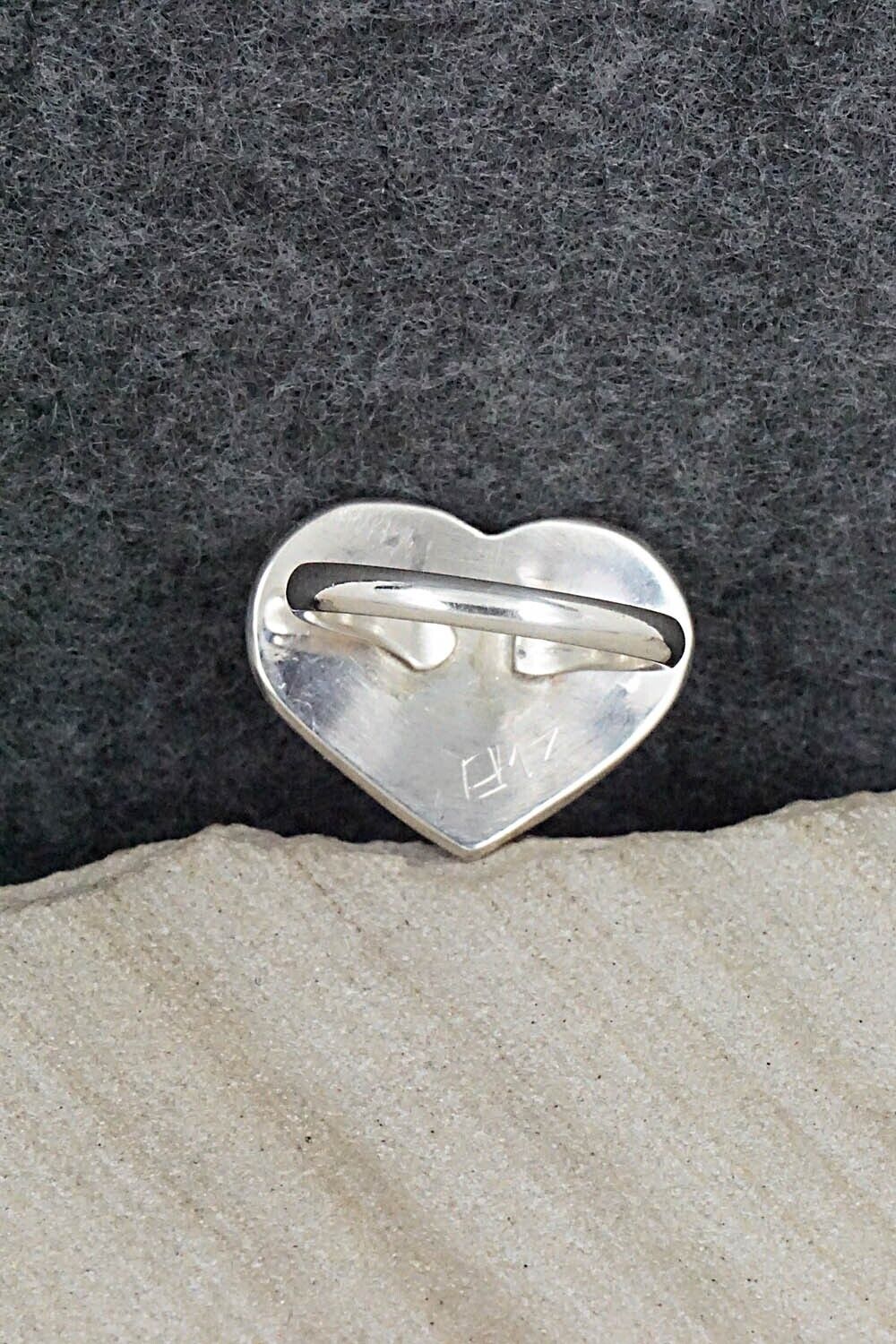 Opalite & Sterling Silver Inlay Ring - Evelyn Makee - Size 7.5