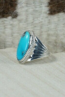 Navajo Turquoise & Sterling Silver Ring - Bobby Platero - Size 9.5