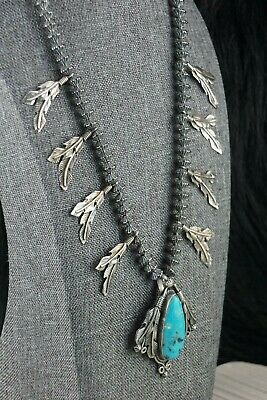 Navajo Turquoise & Sterling Silver Necklace - Tom Lewis - High Lonesome Trading