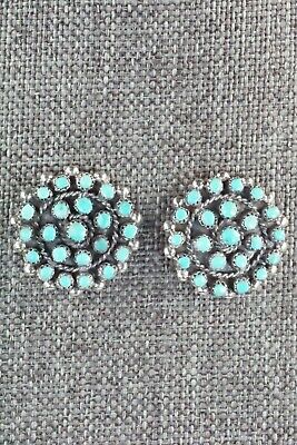 Turquoise & Sterling Silver Earrings - Lorencita Walela - High Lonesome Trading