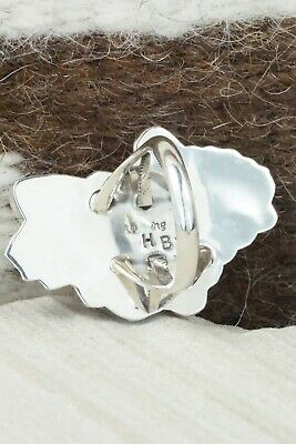 Turquoise, Coral & Sterling Silver Ring - Harry Yazzie - Size 9.25