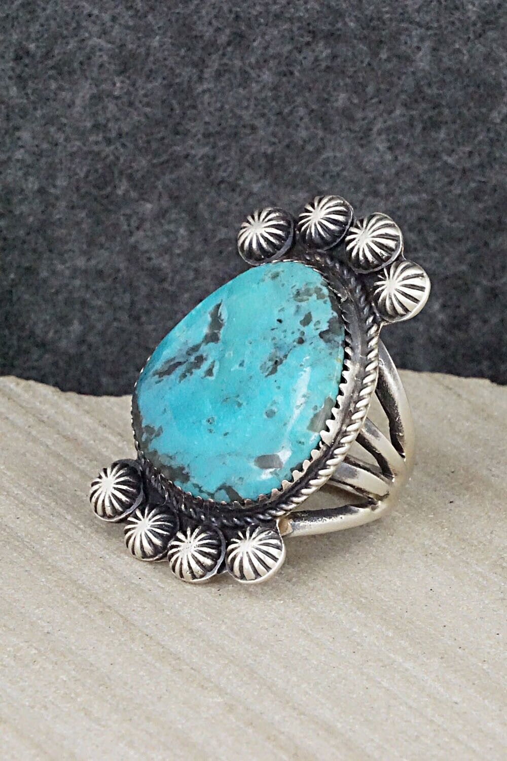 Turquoise and Sterling Silver Ring - Martha Cayatineto - Size 7