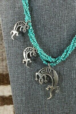 Navajo Turquoise Necklace and Sterling Silver Lizards - Charlie Bowie - High Lonesome Trading