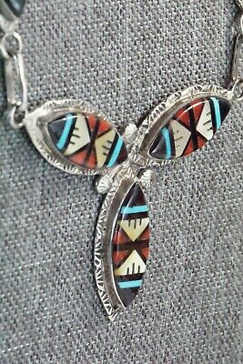 Turquoise, Coral & Sterling Silver Necklace and Earrings Set - Gladys Lamy