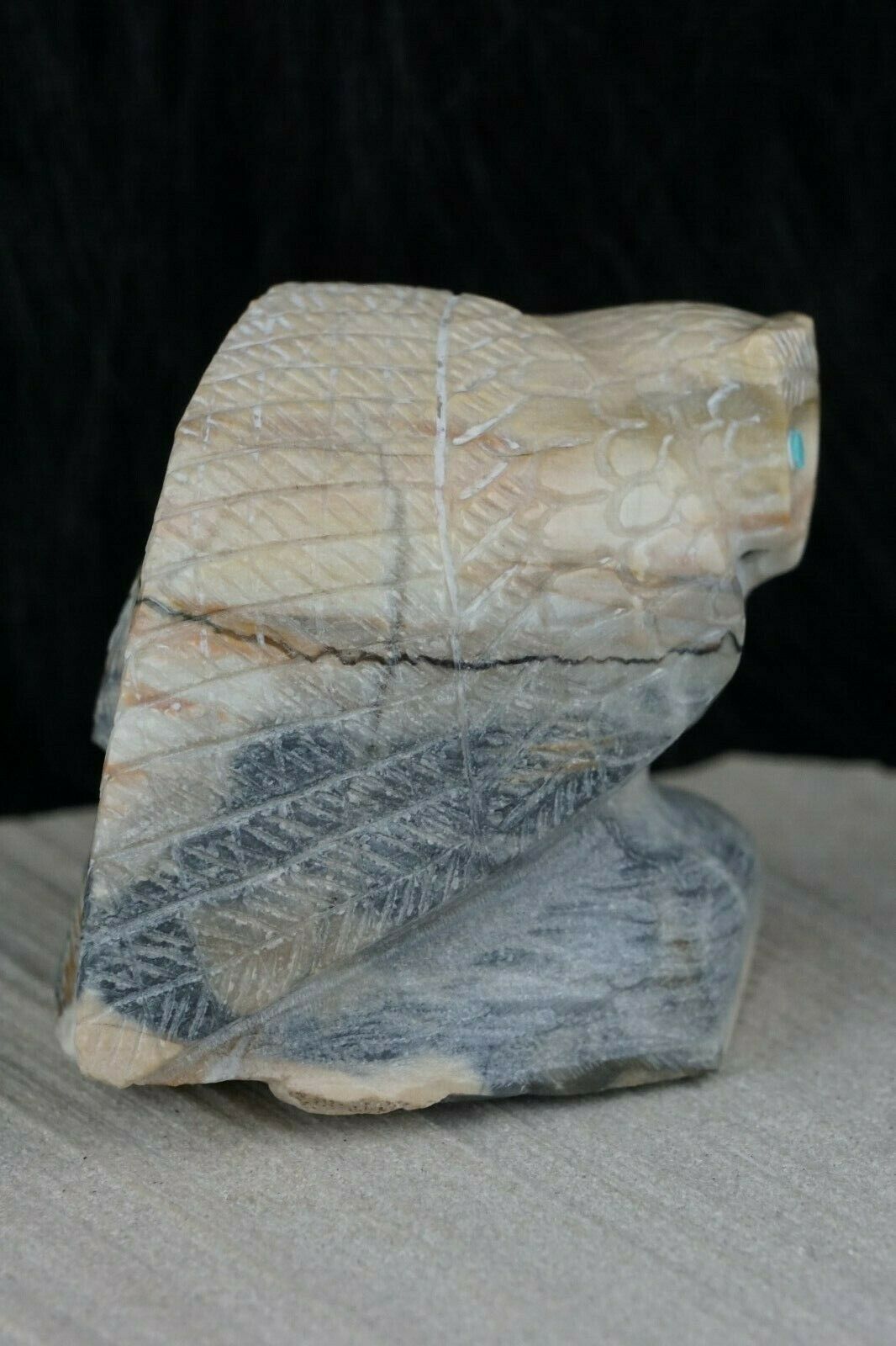 Owl Zuni Fetish Carving - Derrick Kaamasee - High Lonesome Trading