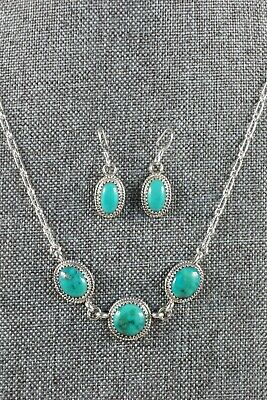 Navajo Turquoise & Sterling Silver Necklace and Earrings Set - Mark Barney