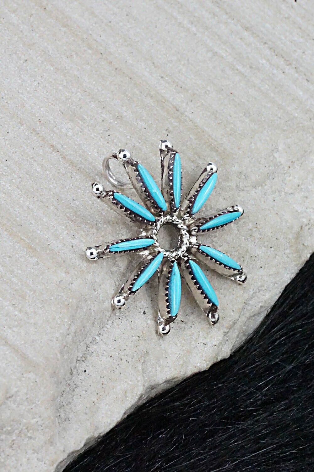 Turquoise & Sterling Silver Pendant - Yvette Kaamasee