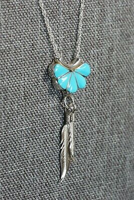 Zuni Turquoise Pendant & Sterling Silver Necklace - Floria Shetima