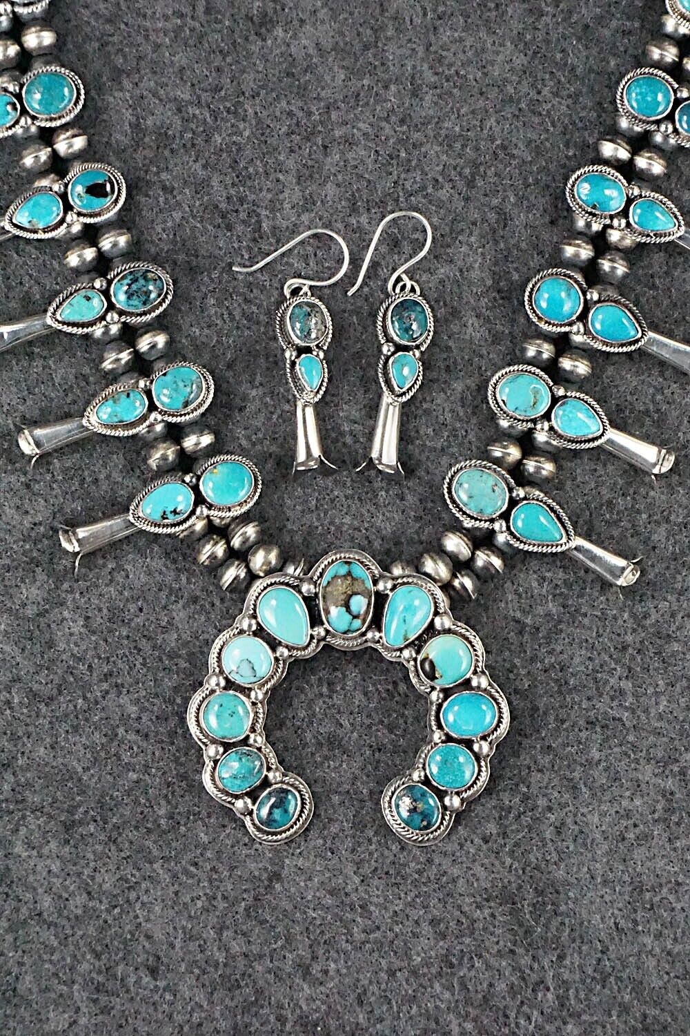 Turquoise & Sterling Silver Squash Blossom Set - Annie Haskie