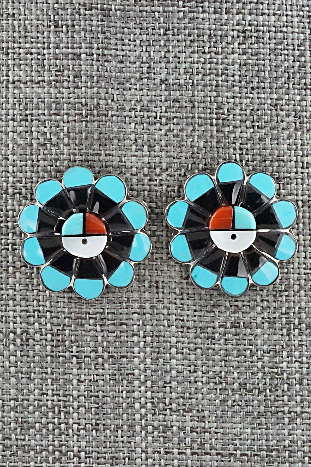Multi Stone Inlay & Sterling Silver Earrings - Romero Vacit