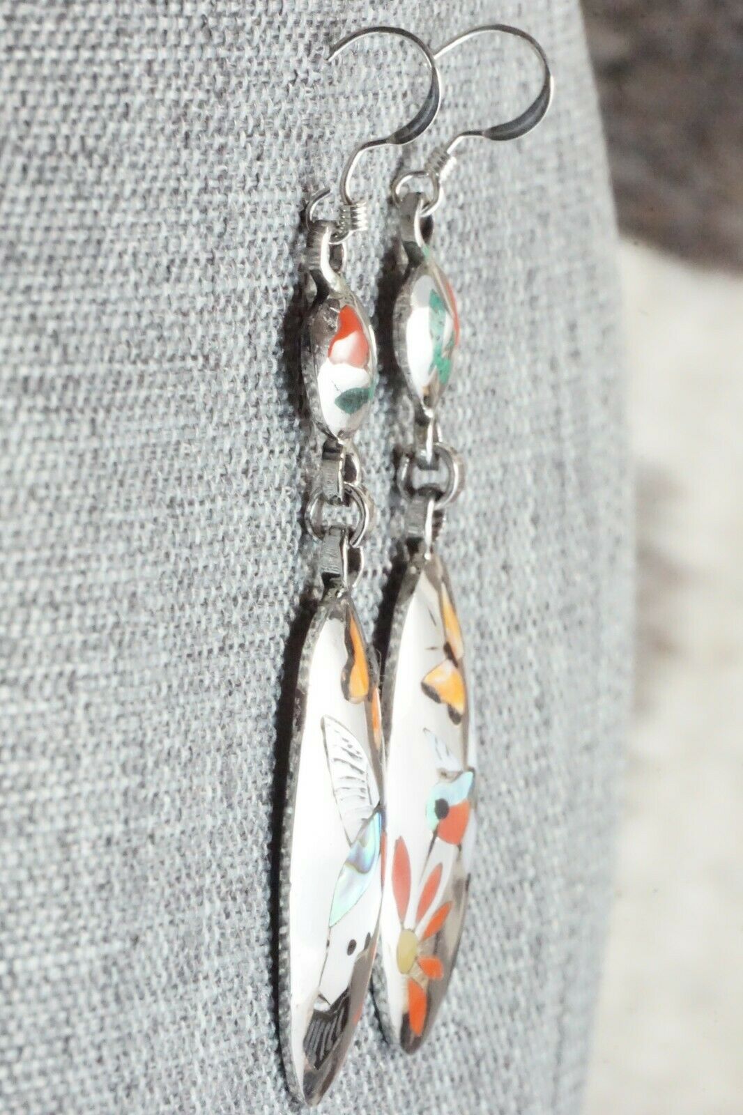 Multi Stone & Sterling Silver Earrings - Quintin Quam Sr.