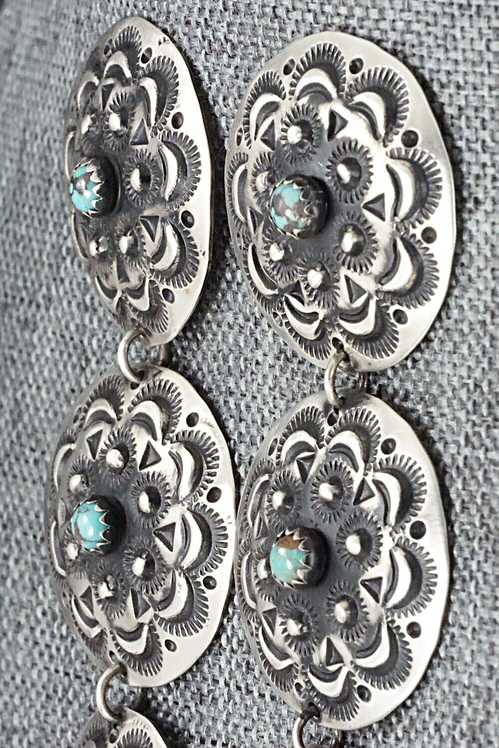 Turquoise & Sterling Silver Earrings - Leander Tahe