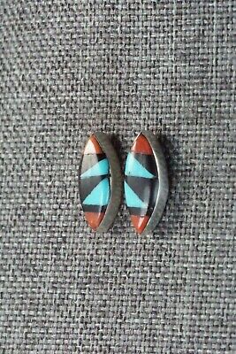 Multi Stone Inlay & Sterling Silver Earrings - Monica Johnson