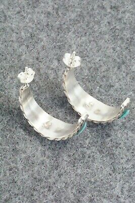 Turquoise & Sterling Silver Hoop Earrings - Malcom Chavez