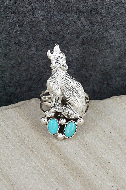 Turquoise & Sterling Silver Ring - Samuel Yellowhair - Size 5.5