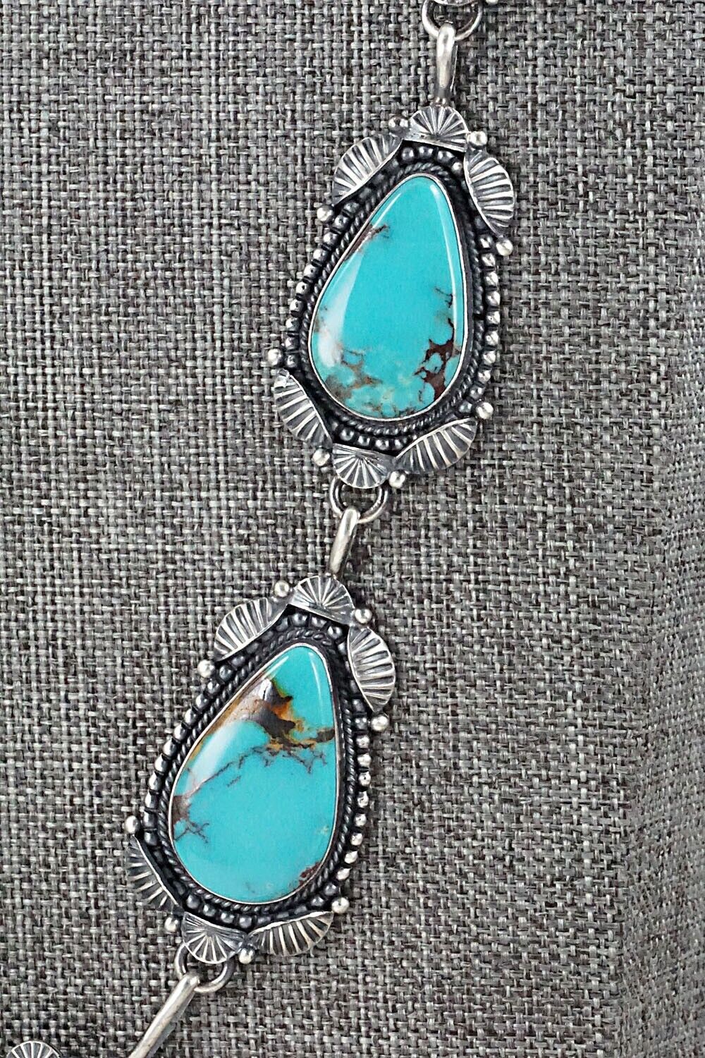 Turquoise & Sterling Silver Necklace and Earrings Set - Derrick Gordon