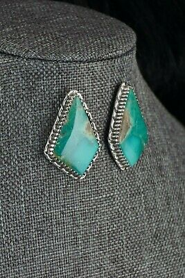 Navajo Turquoise & Sterling Silver Earrings - Alvin Joe - High Lonesome Trading