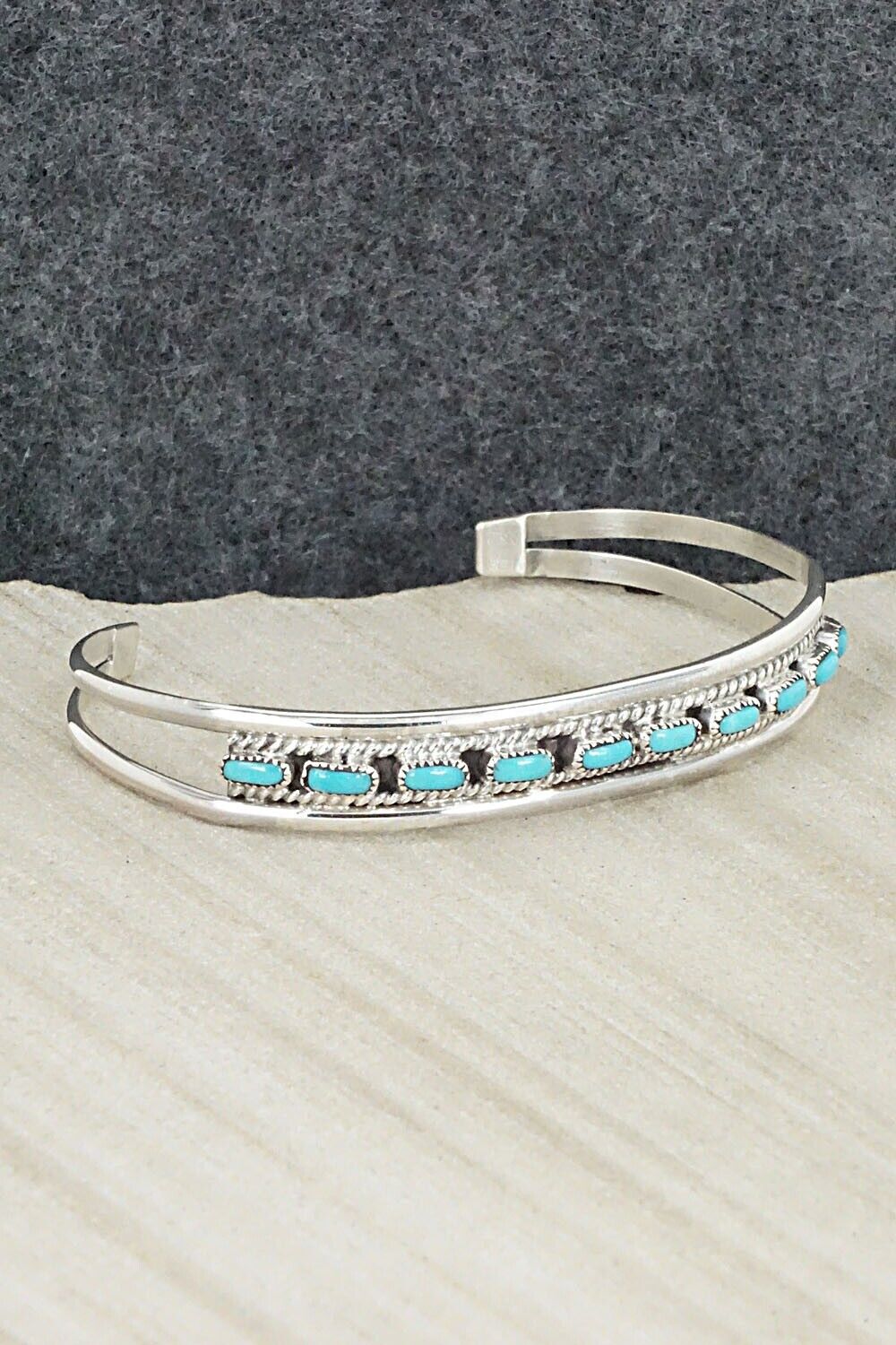 Turquoise & Sterling Silver Bracelet - Eldrick Seoatwa